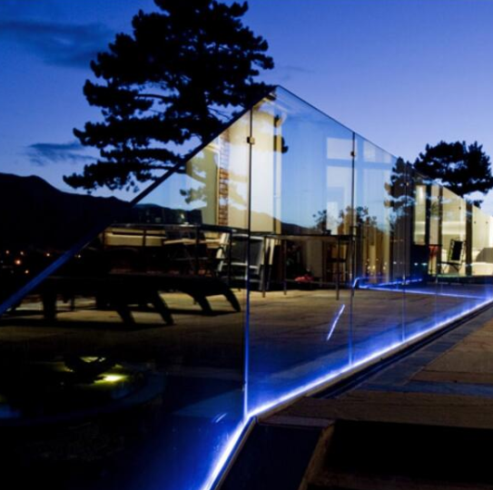 U channel glass railign with led light