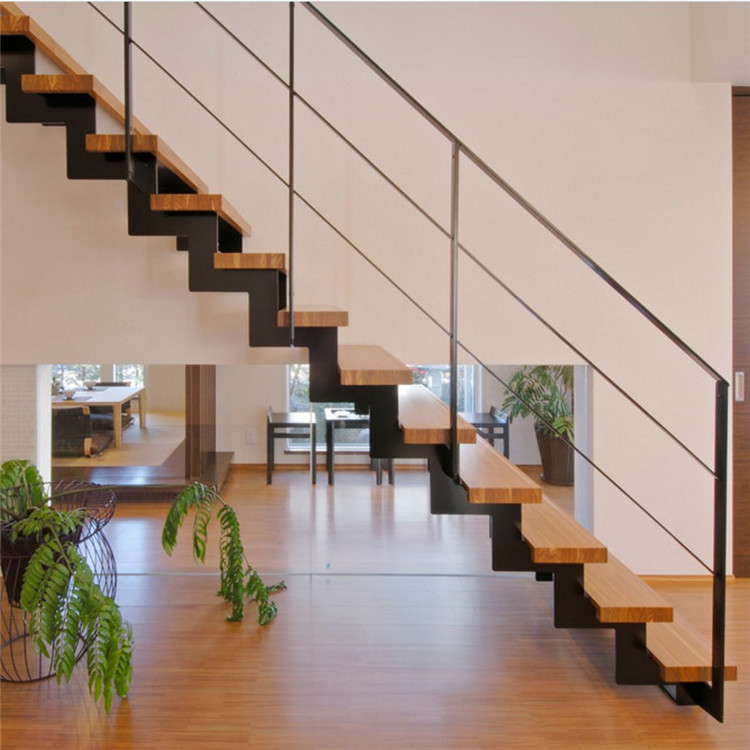 indoor steel stairs with wood tread 