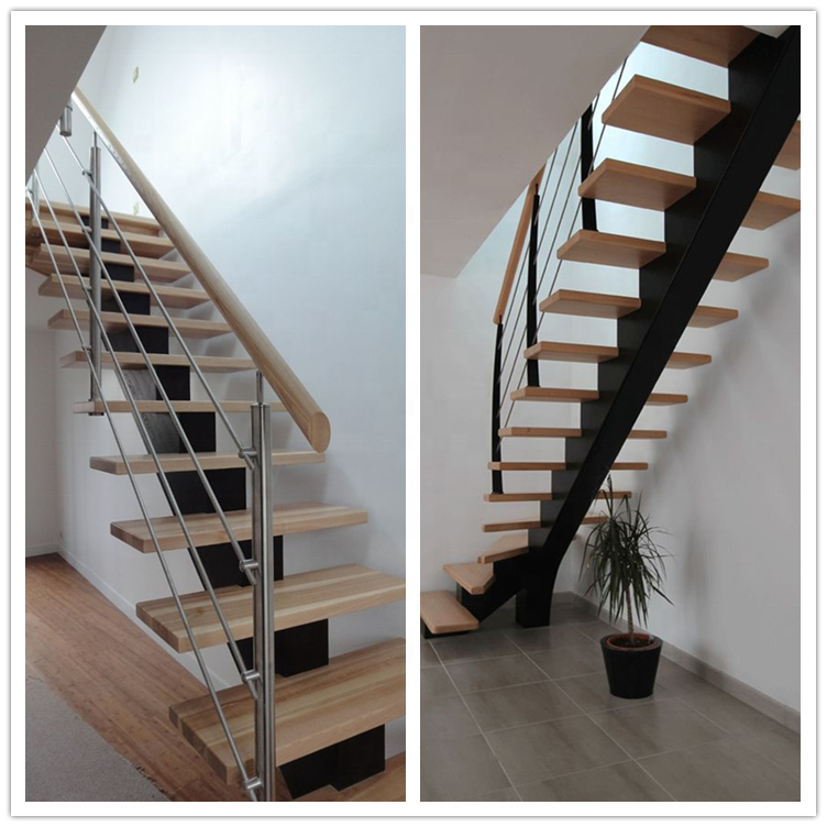 metal stairs with wood steps 