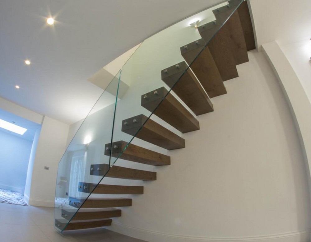 Side mounted glass railing fully frame less glass balustrade 