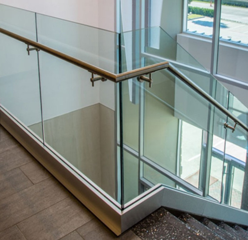 subterranean iron base U channel glass rails 