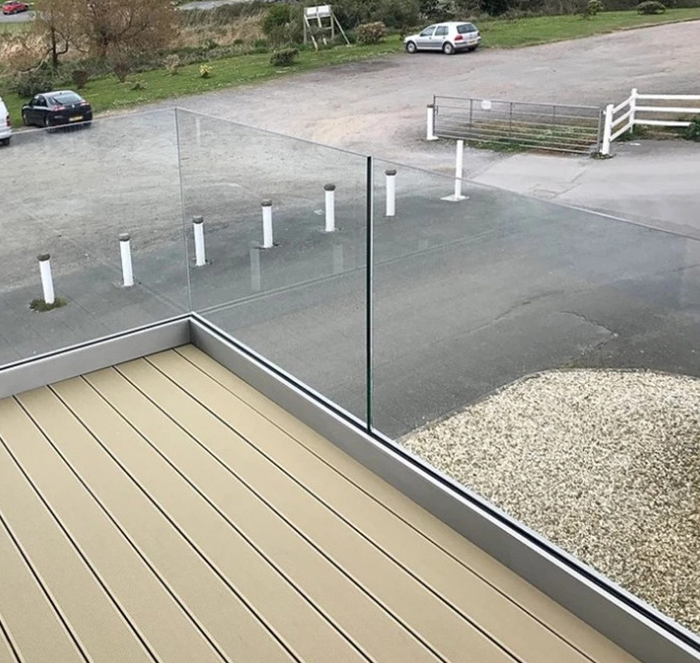 Aluminum deck railing/glass balustrade/ U channel glass railings 