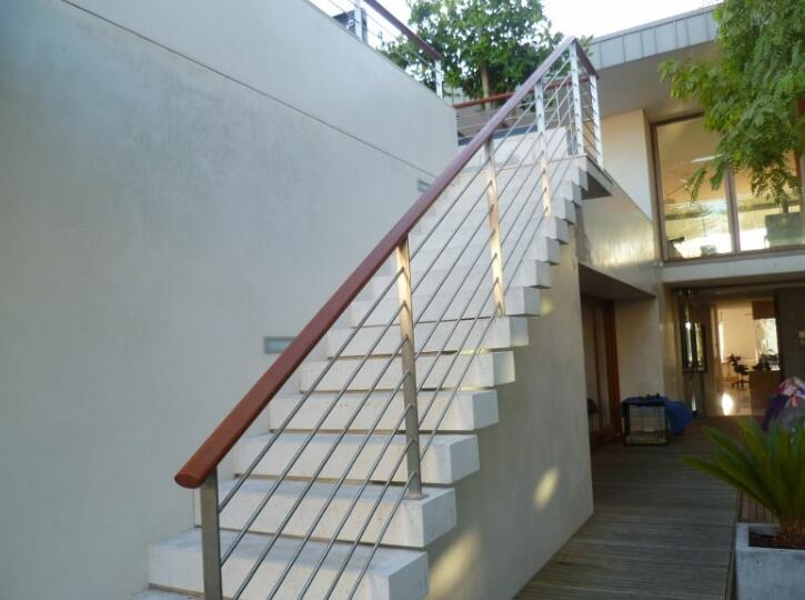 External Bar Balustrade with Timber handrail 