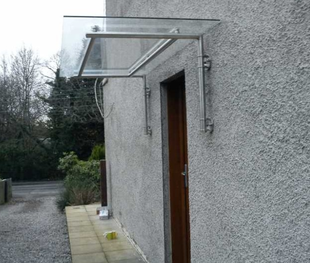 glass awning canopy with stainless support 
