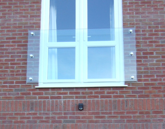 Glass Juliette Balcony railing with stainless steel adaptors 