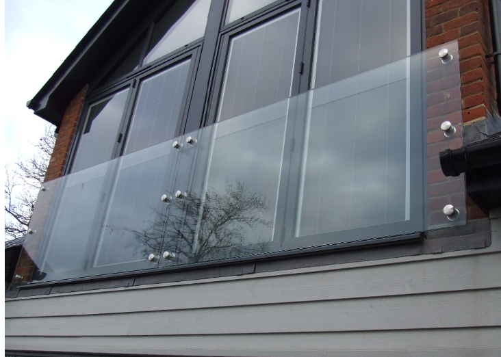 Glass juliette balcony railing with 316stainless steel standoff 