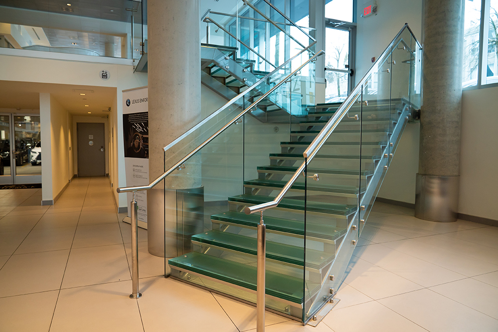 glass straight stair